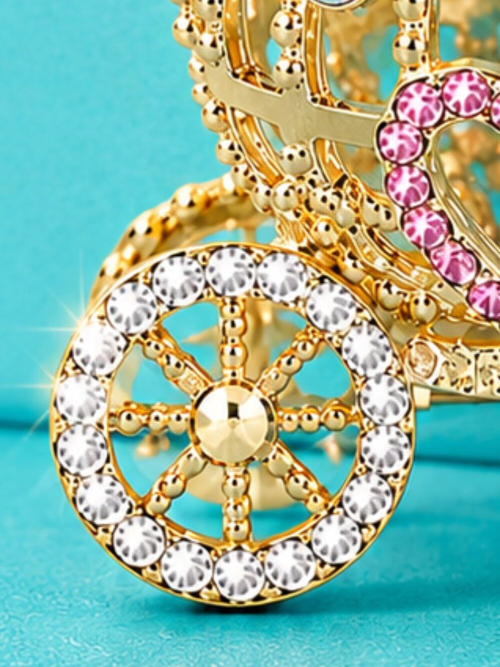 Princess Fairytale Carriage Pink Crystal Keychain Bag Charm - Picture 6 of 7